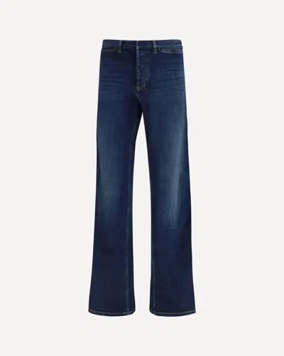 Gucci Cotton Denim Pants With Web Ribbon In Blue