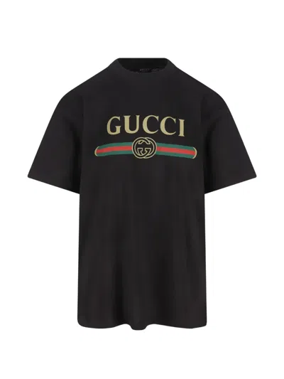 Gucci Cotton Jersey And Silk T-shirt In Black