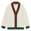 Gucci Cotton Jersey Cardigan With Web In Multi