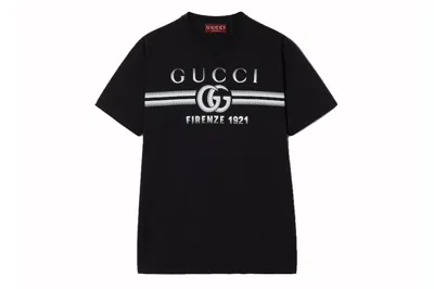 Pre-owned Gucci Cotton Jersey  Print T-shirt Black