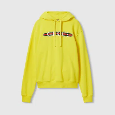 Gucci Cotton Jersey Hooded Sweatshirt In Yellow