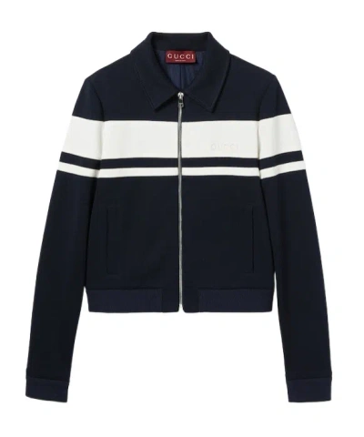 GUCCI COTTON JERSEY JACKET WITH EMBROIDERY