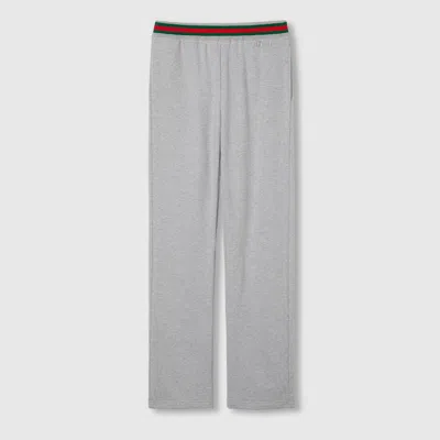 Gucci Cotton Jersey Jogging Pant With Web In Grey