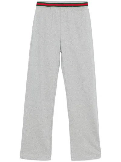 Gucci Cotton Jersey Jogging Pants With Web Detail In Gray