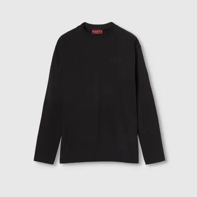 Gucci Cotton Jersey Long Sleeve T-shirt In Black