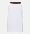 Gucci Midirock Aus Baumwoll-jersey In Weiss