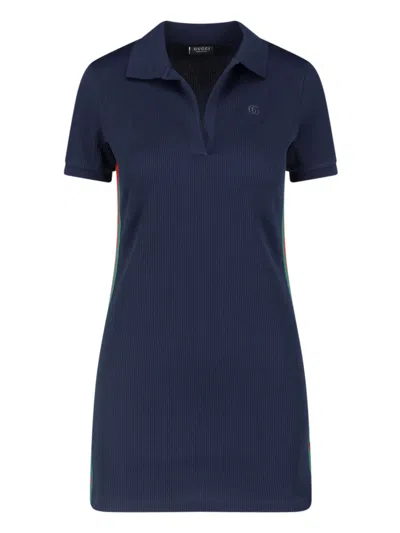 Gucci Cotton Jersey Mini Dress In Blue