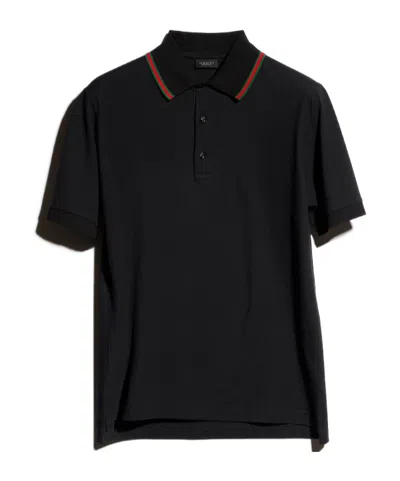 Gucci Cotton Jersey Piquet Polo Shirt In Black