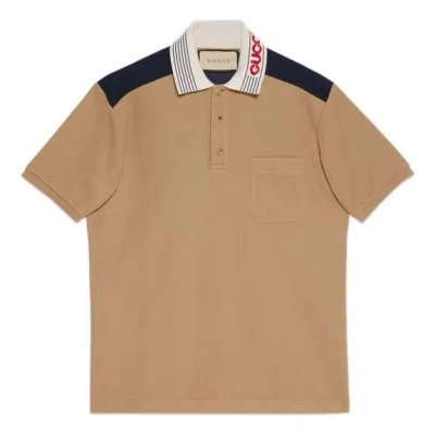 Gucci Cotton Jersey Polo Shirt 'camel' In Brown