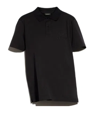 Gucci Cotton Jersey Polo Shirt With Embroidery In Black