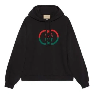 GUCCI GUCCI COTTON JERSEY PRINTED HOODED SWEATSHIRT 'BLACK'