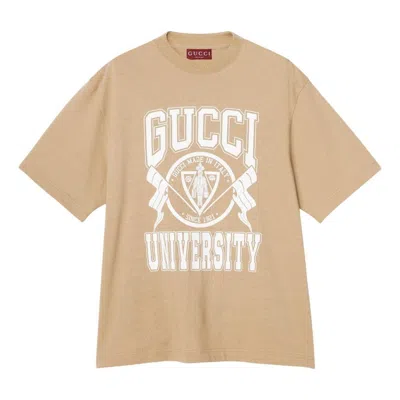 Gucci Cotton Jersey Printed T-shirt 'university Print Beige'