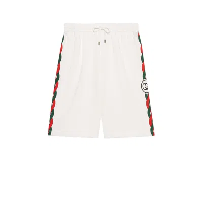 Gucci Cotton Jersey Shorts With Interlocking G In White