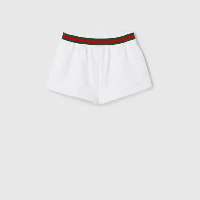 Gucci Cotton Jersey Shorts With Web In White