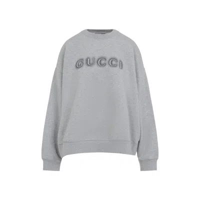 Gucci Logo Detail Cotton Sweatshirt In Gray