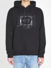 Gucci Men Black Sweatshirt With Hood With Drawstring And Front Logo In Cotton Man In Black