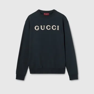 Gucci Cotton Jersey Sweatshirt With Embroidery In Black