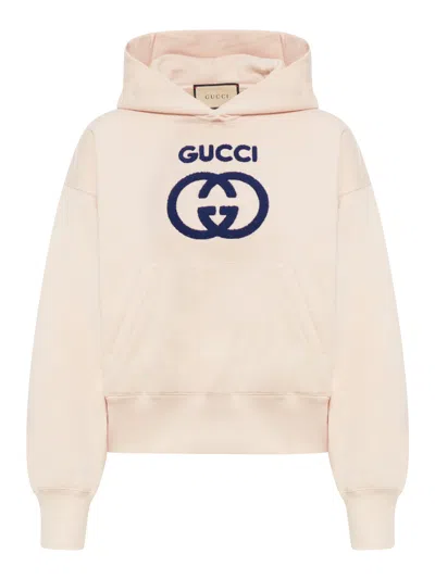 Gucci Cotton Jersey Sweatshirt With Embroidery In Pink & Purple