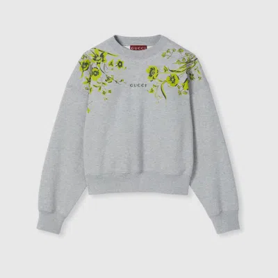 Gucci Cotton Jersey Sweatshirt With Print In Gray