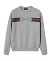 Gucci Men Grey Crewneck Sweatshirt With Logo Detail On The Front In Cotton Man In Gray