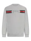 Gucci Men Grey Crewneck Sweatshirt With Logo Detail On The Front In Cotton Man In Gray