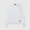 Gucci White Hoodie With Maxi Web Print On The Hood And Kangaroo Pocket On The Front In Cotton Man In White