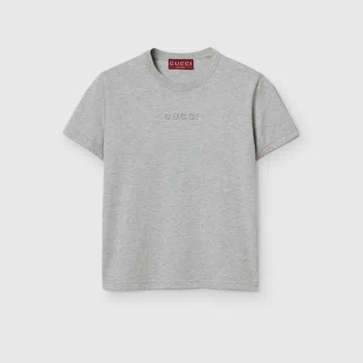 Gucci Cotton Jersey Embossed T-shirt In Grey