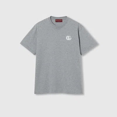 Gucci Cotton Jersey T-shirt With Embroidery In Gray