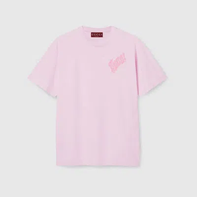 Gucci Cotton Jersey T-shirt With  Logo In Pink