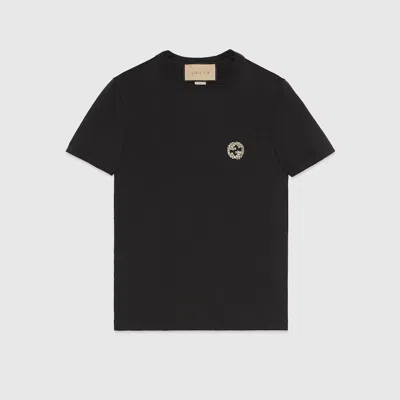 Gucci Cotton Jersey T-shirt With Interlocking G In Black