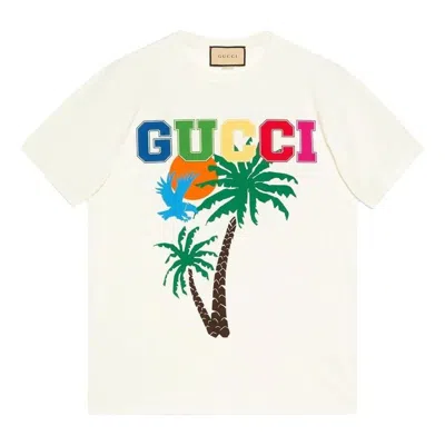 Gucci Cotton Jersey T-shirt With Palm Tree Print 'white'
