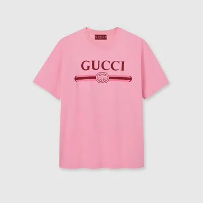 Gucci Cotton Jersey T-shirt With Print In Pink