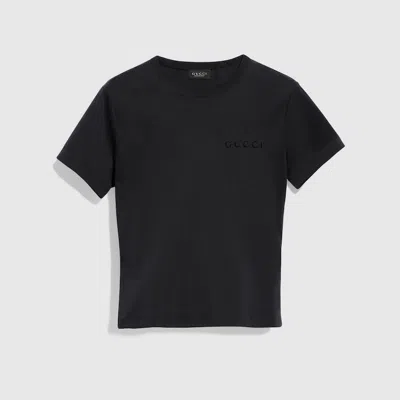 Gucci Cotton Jersey T-shirt With Embroidery In Black