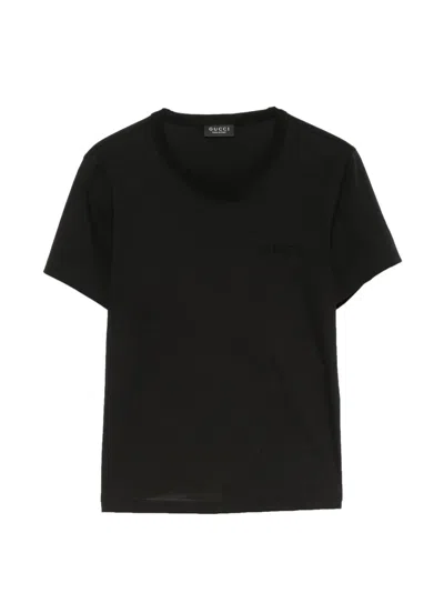 Gucci Cotton Jersey T-shirt With Embroidery In Black