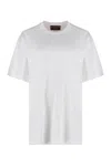 Gucci Women White Crewneck T-shirt With Tonal Horsebit Embroidery On The Front In Cotton Woman In White