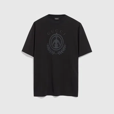 Gucci Cotton Jersey T-shirt With Print In Black