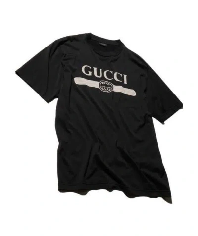 Gucci Interlocking G Printed Cotton Jersey T-shirt In Black
