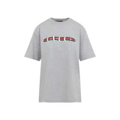 Gucci Cotton Jersey T-shirt With Print In Gray