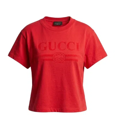 Gucci Cotton Jersey T-shirt With Print In Red