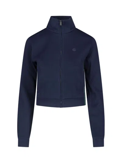 Gucci Cotton Jersey Zip Sweatshirt In Blue