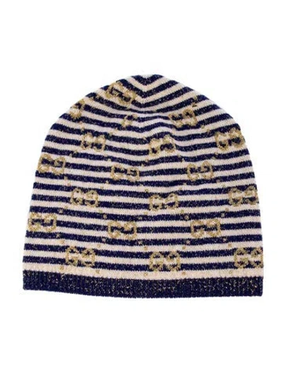 Pre-owned Gucci Cotton Knitted Beanie In Blue