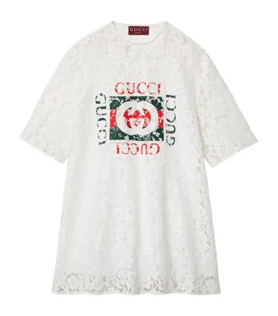 Gucci Cotton-lace Logo T-shirt In White