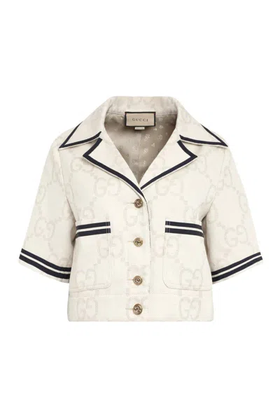 Gucci Cotton-linen Blend Jacket In Ivory