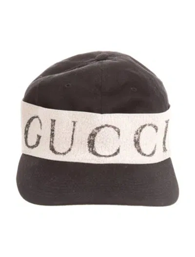 Pre-owned Gucci Cotton Logo Baseball Cap In Black