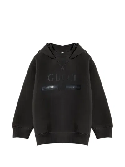Gucci Kids' Cotton Logo Hoodie In Grey