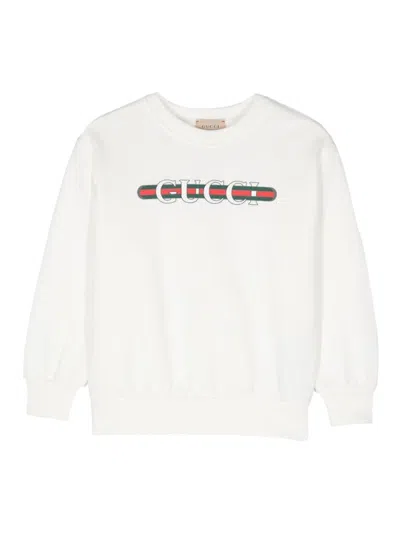 Gucci Cotton Logo Sweatshirt In White