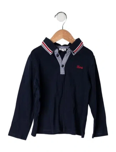 Pre-owned Gucci Babies' Cotton Long Sleeve Polo Shirt In Blue