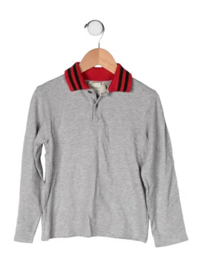 Pre-owned Gucci Kids' Cotton Long Sleeve Polo Shirt In Grey