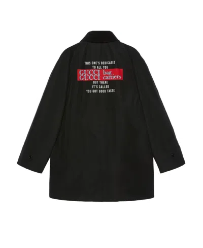 Gucci Cotton Lyric-print Jacket In Black