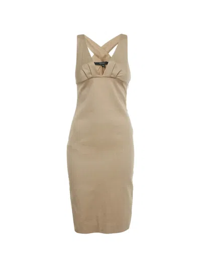 Pre-owned Gucci Cotton Midi Dress In Neutral